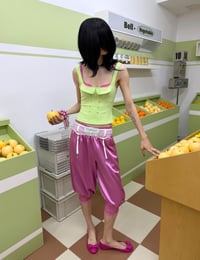 Image 16 of Four-color satin-finish lace-patchwork boxer shorts