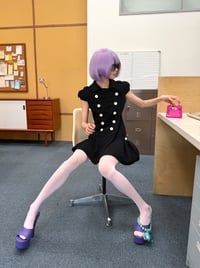 Image 7 of Two-color trench-style shirt dress