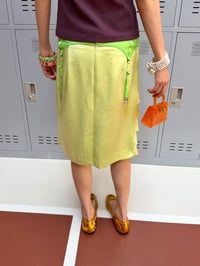 Image 6 of Two-color satin-finish folded page midi skirt