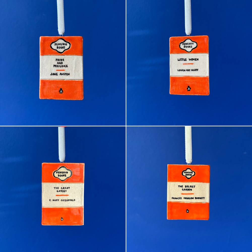 Image of ceramic book ornaments