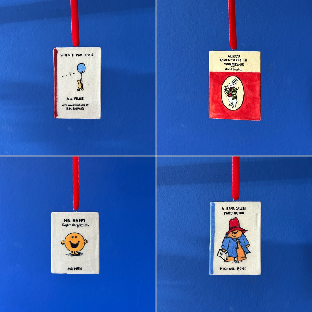 Image of ceramic book ornaments