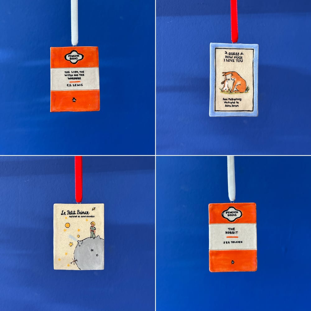 Image of ceramic book ornaments