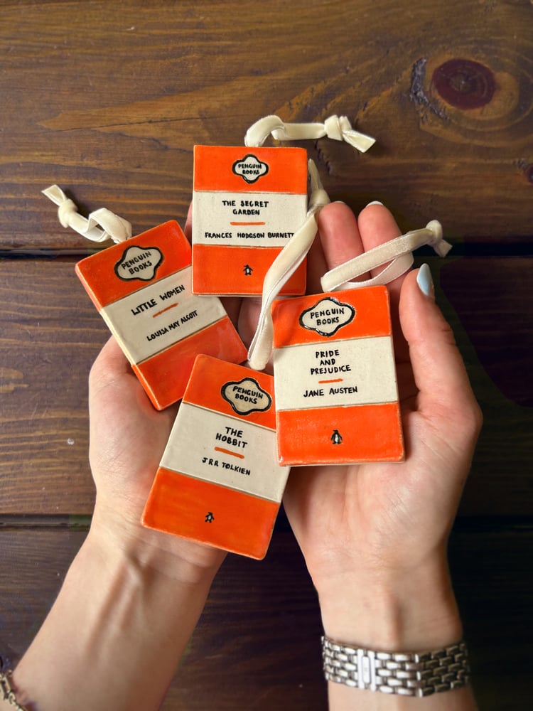 Image of ceramic book ornaments