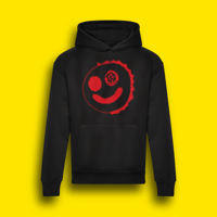 Image 1 of TRS Hoodie (Black Hoodie Neon Red Print)