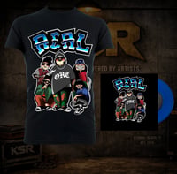 REAL EP LIMITED EDITION Gold Package 7" Vinyl (Blue or Black) and Album art tee
