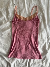 Image 2 of Vintage y2k pink fairy cami with contrast detailing and flower on the bust