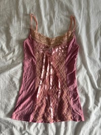 Image 3 of Vintage y2k pink fairy cami with contrast detailing and flower on the bust