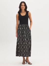 Scoop Neck Geo Print Midi Dress