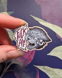 Image 1 of F*ck AI! wooden pin badge