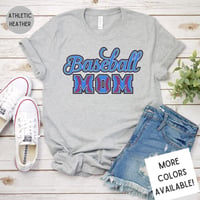 Image 1 of Baseball Mom Blue Script T-Shirt