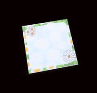 Image 1 of Handmade Daisy Mini Notepad, Green Background, writing, gift, note, pad, white, list