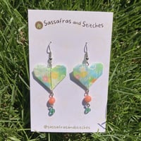 Cyan Origami Heart Earrings 