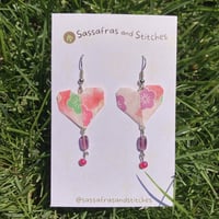 Pink Origami Heart Earrings
