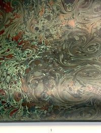 Image 2 of Marbled Paper Overmarble on Black & Racing Green - 1/2 sheets