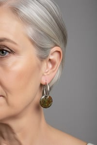 Image 1 of Sterling Silver, Rusty Moss Landscape Earrings 