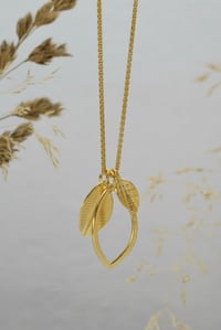 Image 1 of Triple Leaf Gold Vermeil Necklace on 18 Inch Spiga Chain – Fold Collection