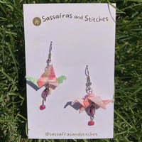 Pink Origami Crane Earrings