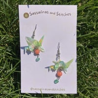 Cyan Origami Crane Earrings