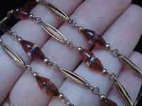 Image 5 of EDWARDIAN 9CT GLASS BEAD CHAIN 17 INCHES 9.2g