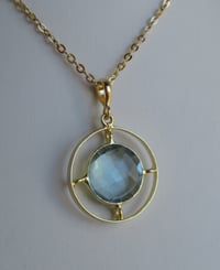 Image 1 of Sky Blue Topaz Circle Pendant Necklace – Kate Middleton Inspired Design, Replikate