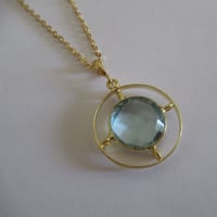 Image 2 of Sky Blue Topaz Circle Pendant Necklace – Kate Middleton Inspired Design, Replikate