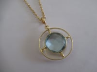 Image 3 of Sky Blue Topaz Circle Pendant Necklace – Kate Middleton Inspired Design, Replikate