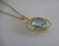 Image 4 of Sky Blue Topaz Circle Pendant Necklace – Kate Middleton Inspired Design, Replikate