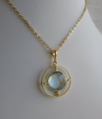 Image 5 of Sky Blue Topaz Circle Pendant Necklace – Kate Middleton Inspired Design, Replikate