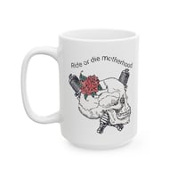 Image 6 of Skull & Rose 'Ride or Die' Ceramic mug 11 oz 15 oz 