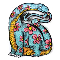 Doodle Brontosaurus Original Woodcut