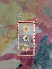 Image 2 of three flowers pressed botanical glass hanging