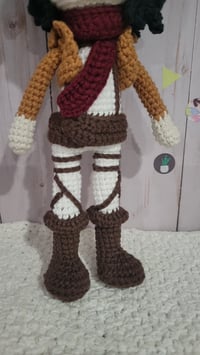 Image 3 of Attack on Titan Mikasa Inspired crochet doll 