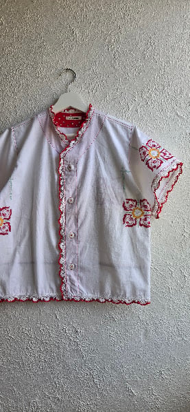 Image of Red Floral Baseball Jersey 