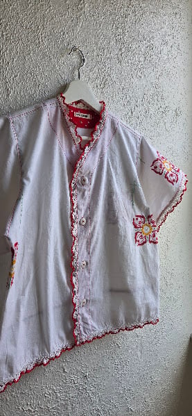 Image of Red Floral Baseball Jersey 