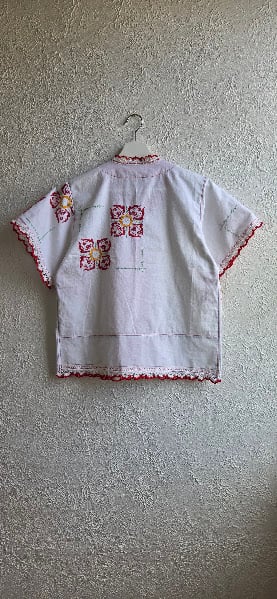 Image of Red Floral Baseball Jersey 
