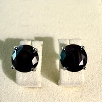 Image 1 of Black Onyx Round Stud Earrings | 925 Sterling Silver | 4-Prong Setting