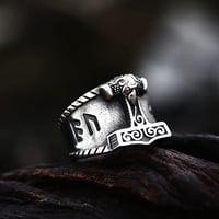 Image 7 of 👑The Armored Kingdom Silver Thunderstrike Hammer of Mjolnir Ring-Thor’s Hammer Design