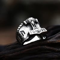 Image 8 of 👑The Armored Kingdom Silver Thunderstrike Hammer of Mjolnir Ring-Thor’s Hammer Design