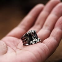 Image 9 of 👑The Armored Kingdom Silver Thunderstrike Hammer of Mjolnir Ring-Thor’s Hammer Design