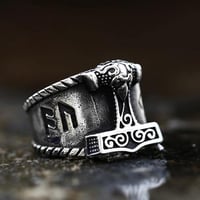 Image 2 of 👑The Armored Kingdom Silver Thunderstrike Hammer of Mjolnir Ring-Thor’s Hammer Design