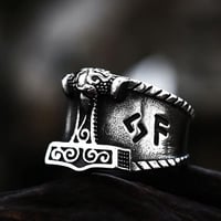Image 3 of 👑The Armored Kingdom Silver Thunderstrike Hammer of Mjolnir Ring-Thor’s Hammer Design