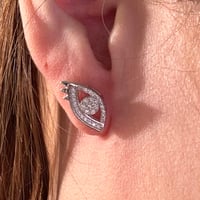 Moissanite Evil Eye Stud Earrings | 925 Sterling Silver | GRA Certified | D Color
