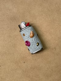 Image 1 of Beachcomber's Lighter Case (pink pearls, yellow shells)