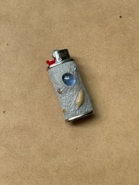 Image 2 of Beachcomber's Lighter Case (pottery, glass cabochon, shells)