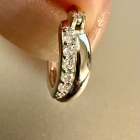 Image 2 of Moissanite Double-Band Huggie Earrings | 925 Sterling Silver | 0.75CTW