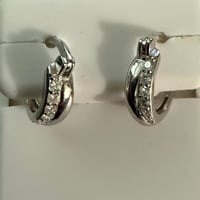 Image 1 of Moissanite Double-Band Huggie Earrings | 925 Sterling Silver | 0.75CTW