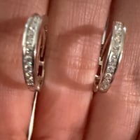 Image 1 of Moissanite Channel-Set Huggie Earrings | 925 Sterling Silver | 0.25CTW | 14.6mm