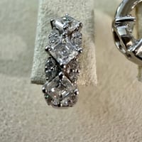 Image 1 of Intricate Moissanite Huggie Earrings | Asscher + Round Cut | 925 Sterling Silver | 1CTW