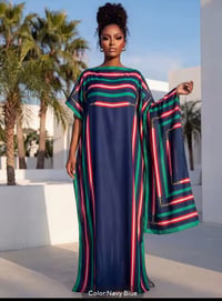 Navy Stripe Down Kaftan