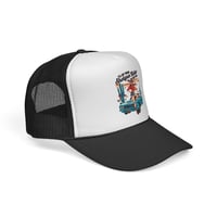 Image 2 of Shotgun Rider Pinup Girl Trucker Cap | Retro Car Desert Graphic